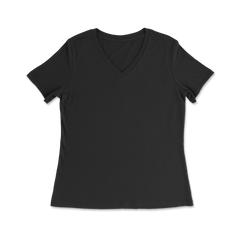 Custom 100% Cotton Relaxed Fit T-shirt V-Neck Women - Black