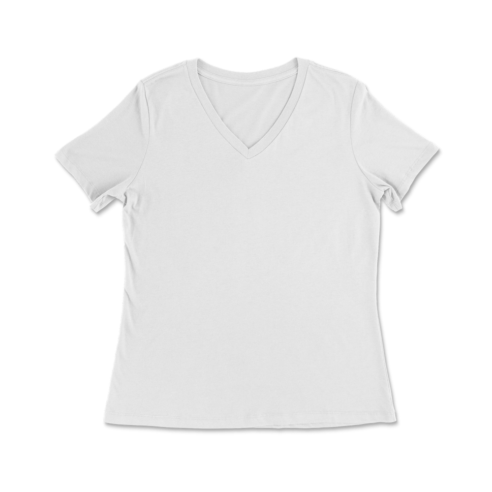 Custom 100% Cotton Relaxed Fit T-shirt V-Neck Women - White