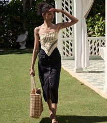 DÔEN Bags | Grande Mathilde Bag Mustard Gingham Raffia - Women