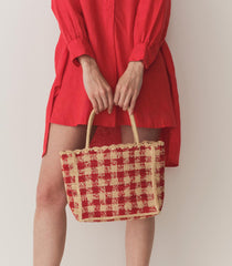 DÔEN Bags | Petite Mathilde Bag Red Gingham Raffia - Women