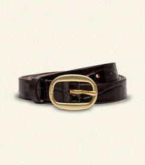 DÔEN Belts, Hats & Gloves | Avi Slim Belt Brown Faux Croc - Women