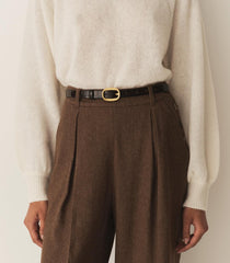 DÔEN Belts, Hats & Gloves | Avi Slim Belt Brown Faux Croc - Women