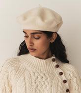 DÔEN Belts, Hats & Gloves | Georgianna Beret Cream Wool - Women