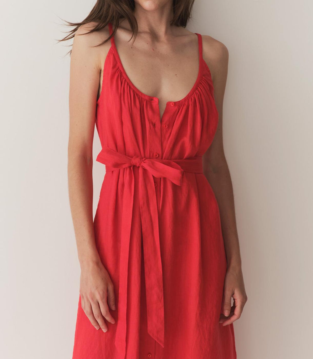 DÔEN Dresses | Nevita Linen Dress Scarlet - Women
