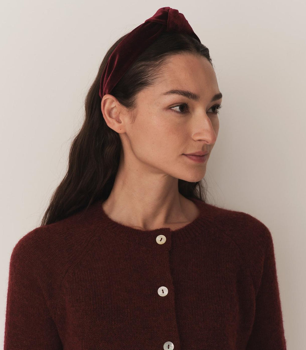 DÔEN Hair Accessories | Blanche Knotted Headband Burgundy Velvet - Women
