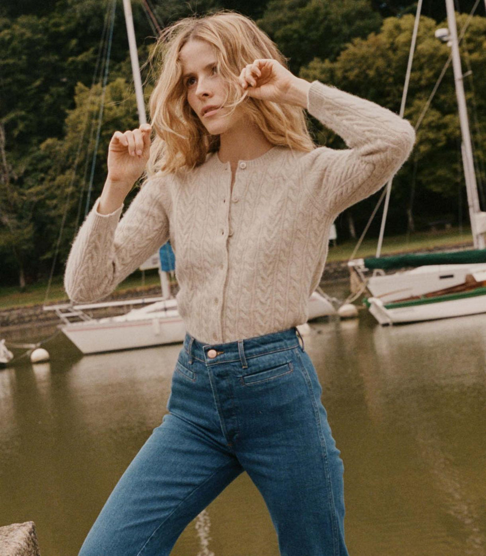 DÔEN Knitwear | Danaë Cable Cashmere Cardigan Cottage - Women