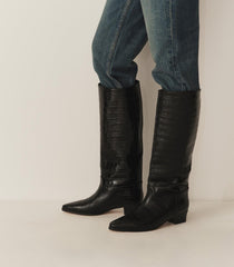 DÔEN Shoes | Riviera Boot Black Faux Croc - Women