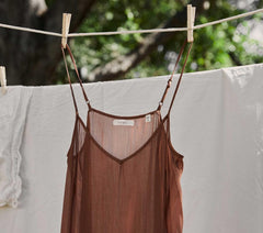 DÔEN Slips | Long Deep V-Neck Slip Carob - Women