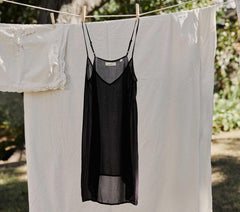 DÔEN Slips | Short Deep V-Neck Slip Black - Women