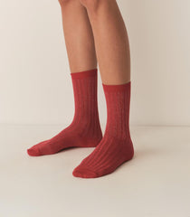 DÔEN Socks & Tights | COLLÉGIEN Glitter Crew Sock Rouge Carmin - Women