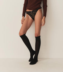 DÔEN Socks & Tights | Collégien Pointelle Knee High Sock Noir De Charbon - Women