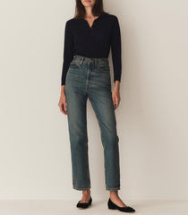 DÔEN Tees | Albany Knit Henley Deep Navy - Women