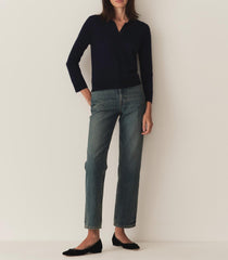 DÔEN Tees | Albany Knit Henley Deep Navy - Women
