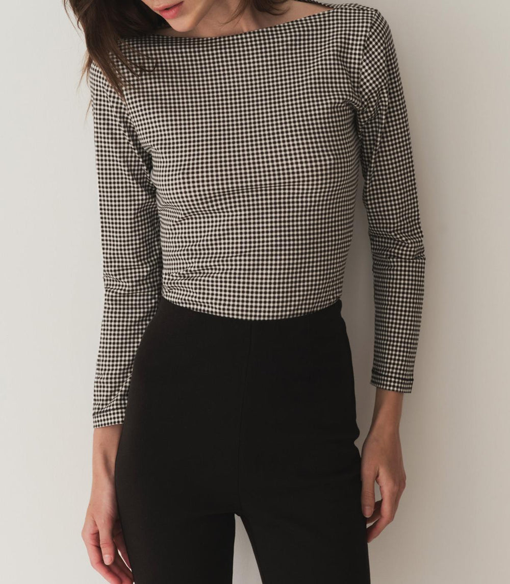 DÔEN Tees | Paulette Tee Noir La Maddalena Gingham - Women
