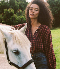 DÔEN Tops | Breena Top Rouge Countryside Plaid - Women