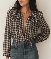 DÔEN Tops | Joelle Top Navy Countryside Plaid - Women