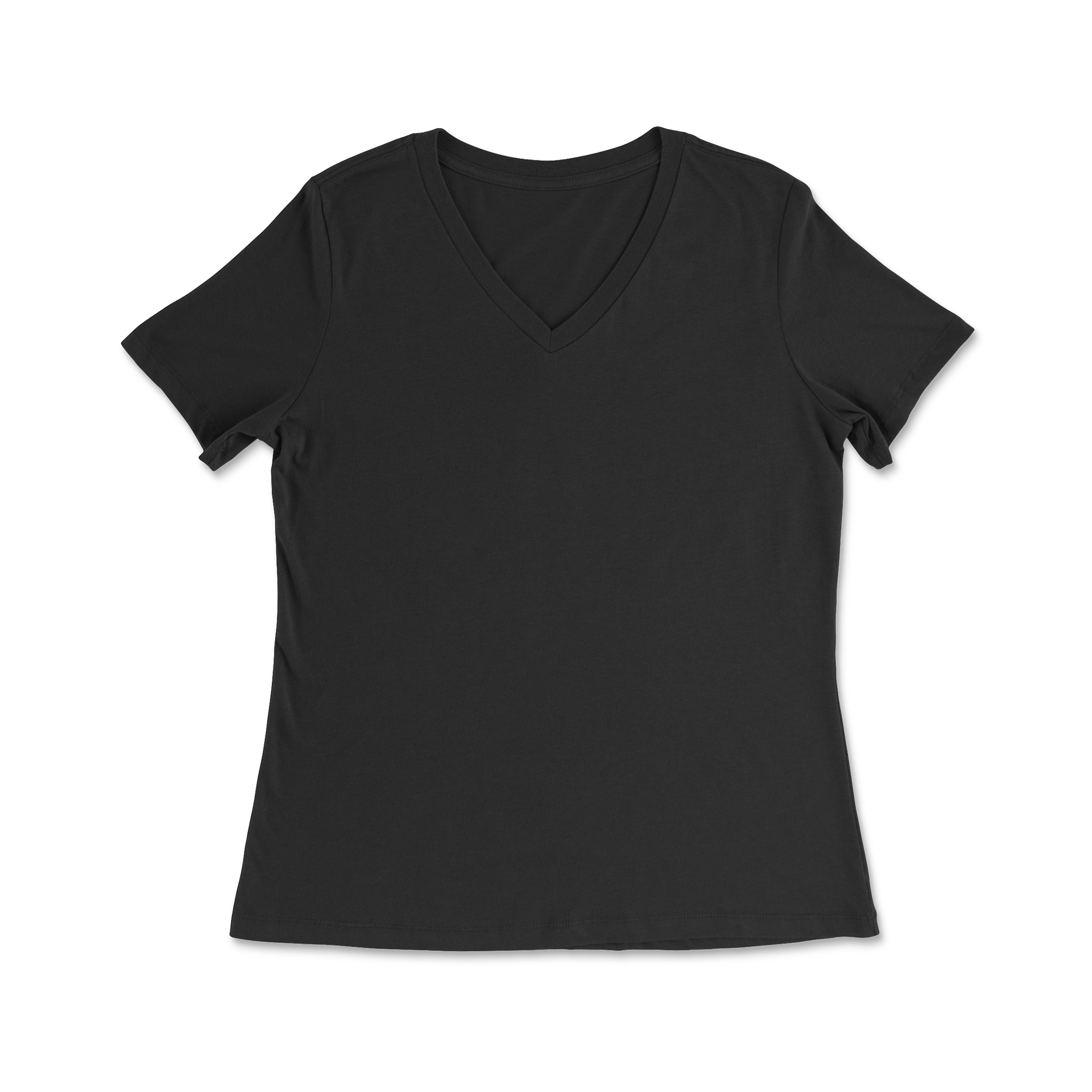 Custom 100% Cotton Relaxed Fit T-shirt V-Neck Women - Black