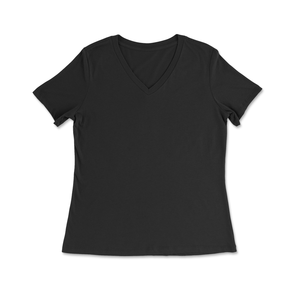 Custom 100% Cotton Relaxed Fit T-shirt V-Neck Women - Black