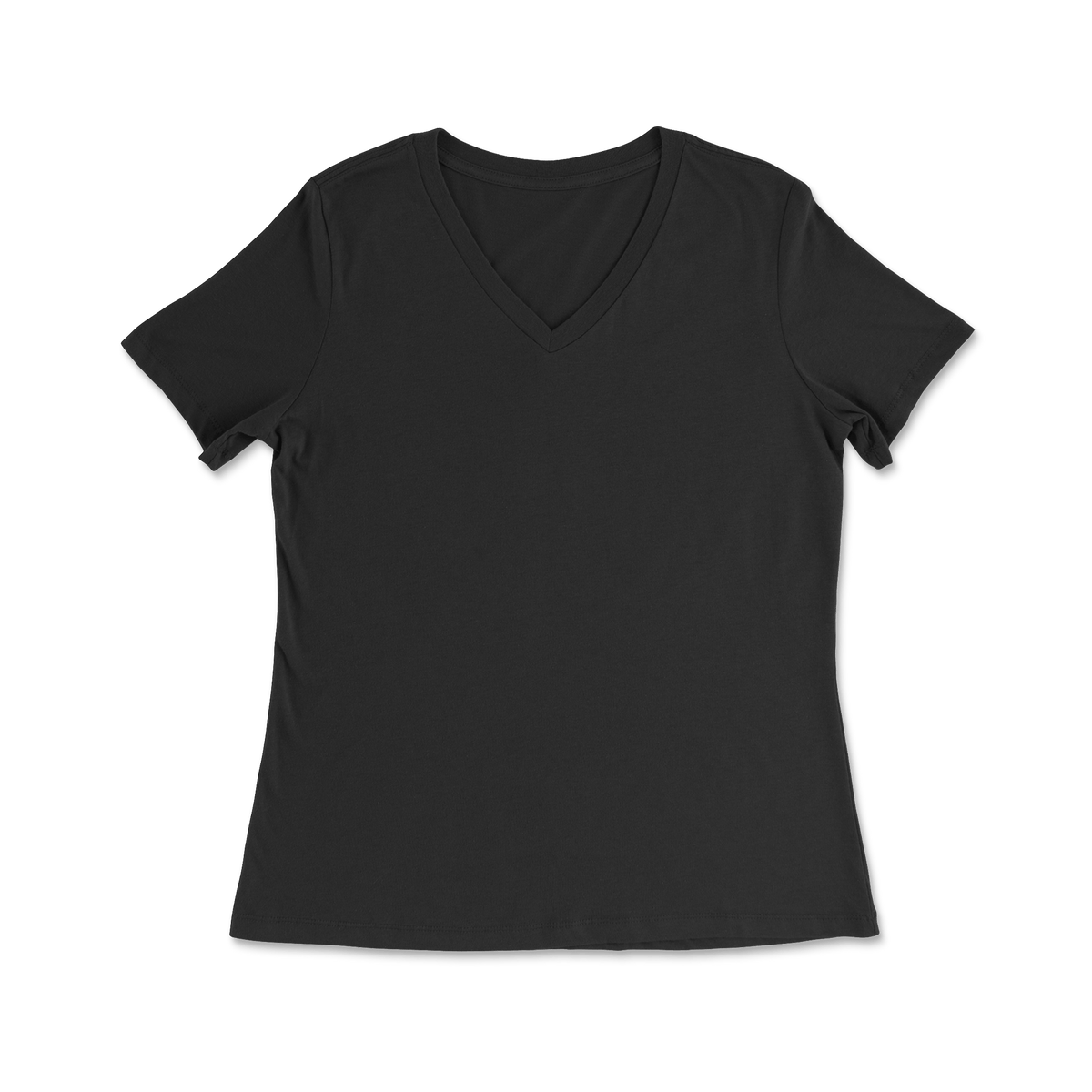 Custom 100% Cotton Relaxed Fit T-shirt V-Neck Women - Black
