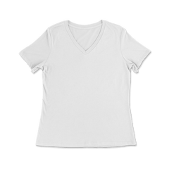 Custom 100% Cotton Relaxed Fit T-shirt V-Neck Women - White
