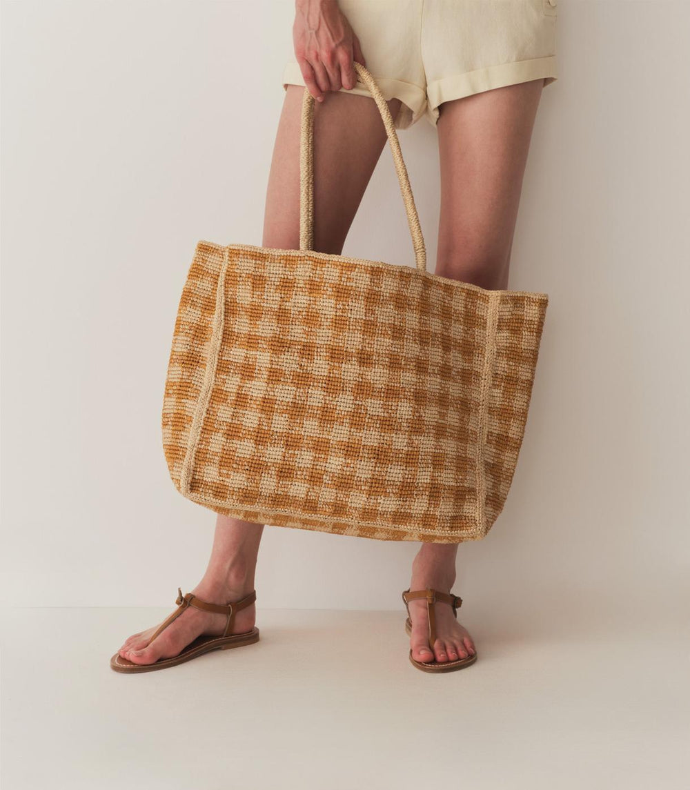 DÔEN Bags | Grande Mathilde Bag Mustard Gingham Raffia - Women