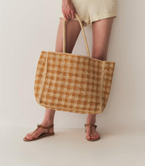 DÔEN Bags | Grande Mathilde Bag Mustard Gingham Raffia - Women