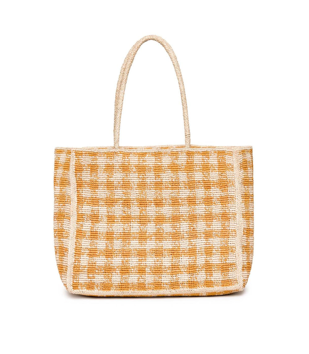 DÔEN Bags | Grande Mathilde Bag Mustard Gingham Raffia - Women