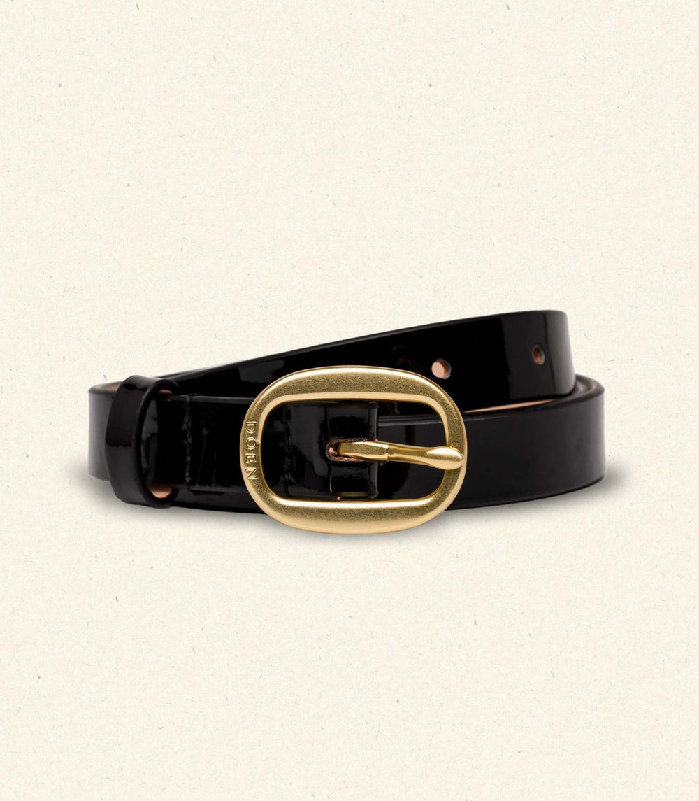 DÔEN Belts, Hats &amp; Gloves | Avi Slim Belt Black Patent - Women