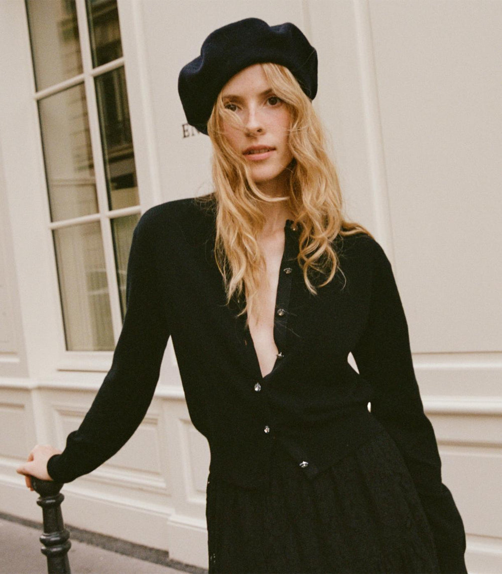 DÔEN Belts, Hats &amp; Gloves | Georgianna Beret Black Wool - Women