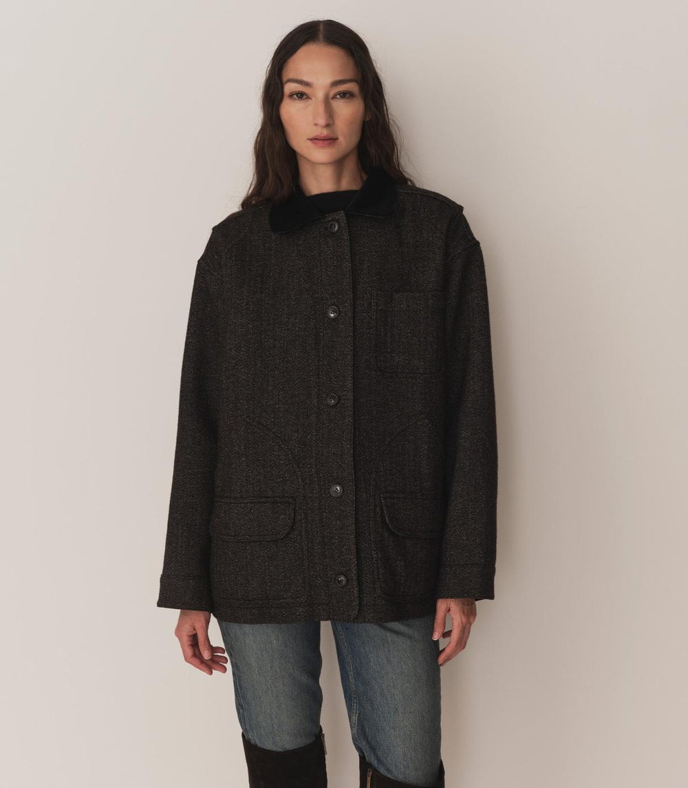 DÔEN Coats &amp; Jackets | Pascual Wool Jacket Charcoal Herringbone - Women