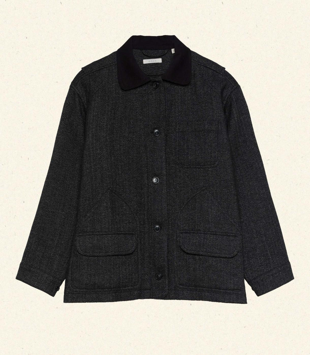 DÔEN Coats &amp; Jackets | Pascual Wool Jacket Charcoal Herringbone - Women