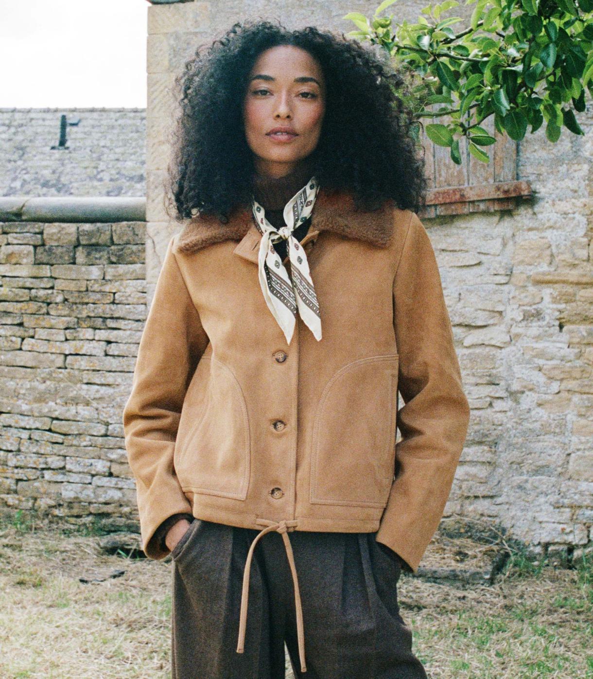 DÔEN Coats &amp; Jackets | Turner Suede Jacket Stag - Women