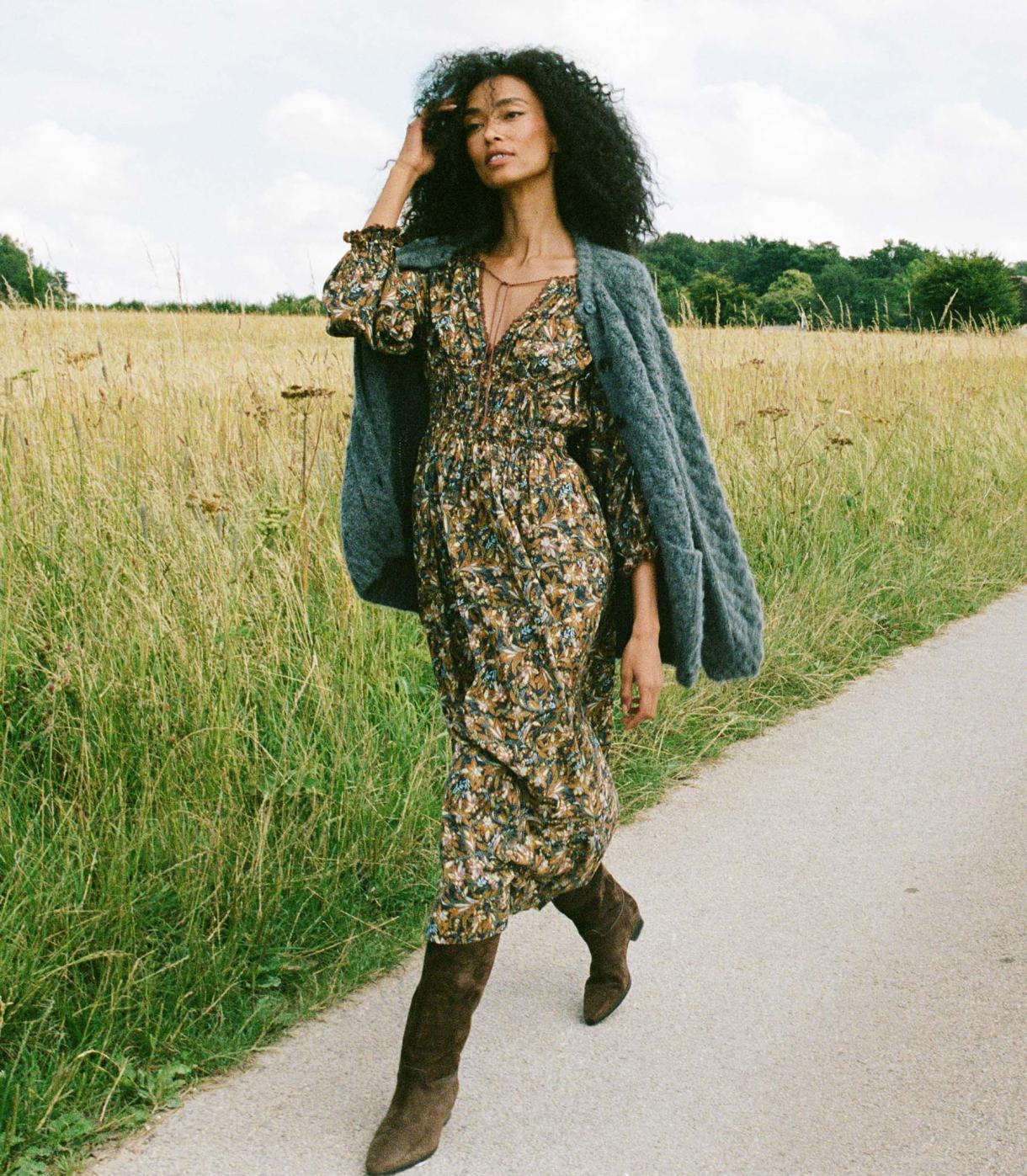 DÔEN Dresses | Delfina Dress Noir Narcissus Floral - Women