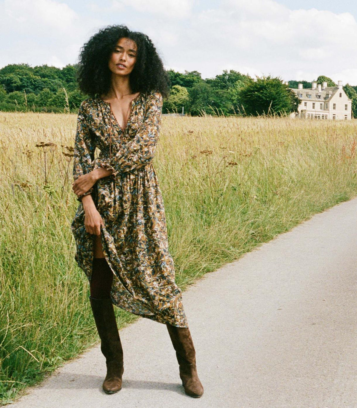 DÔEN Dresses | Delfina Dress Noir Narcissus Floral - Women