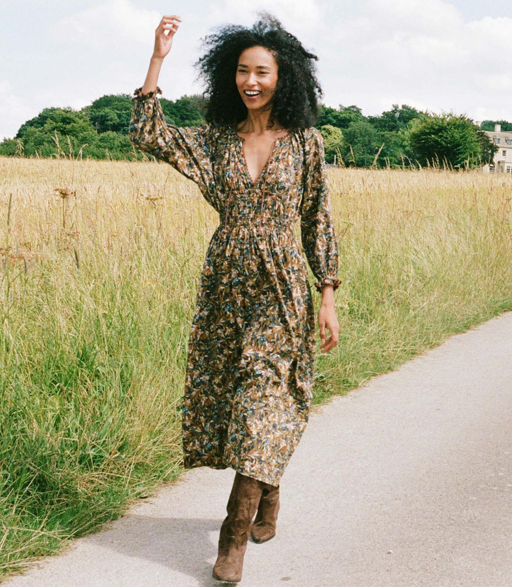 DÔEN Dresses | Delfina Dress Noir Narcissus Floral - Women