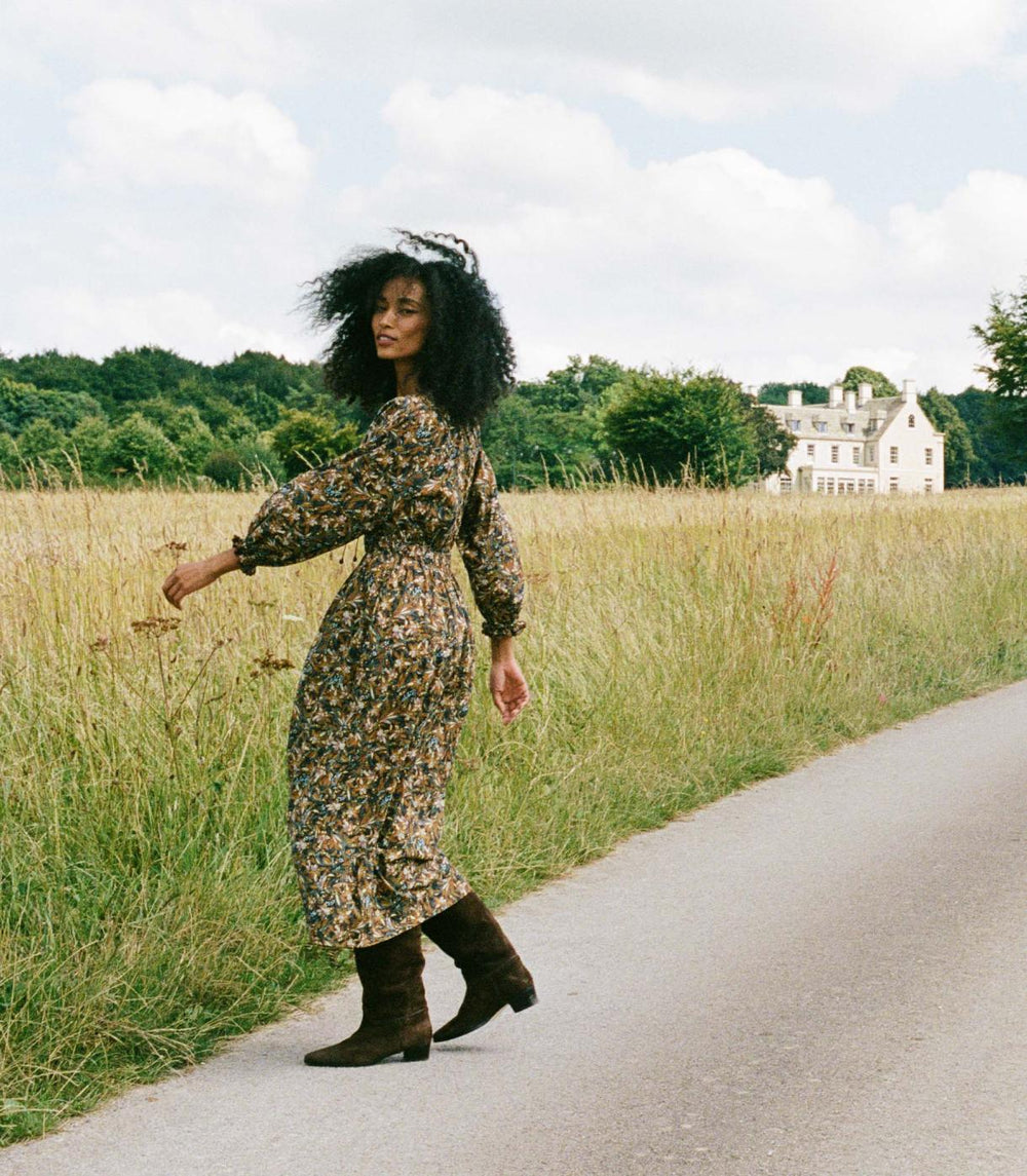 DÔEN Dresses | Delfina Dress Noir Narcissus Floral - Women