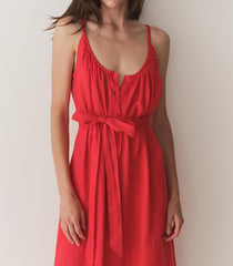 DÔEN Dresses | Nevita Linen Dress Scarlet - Women