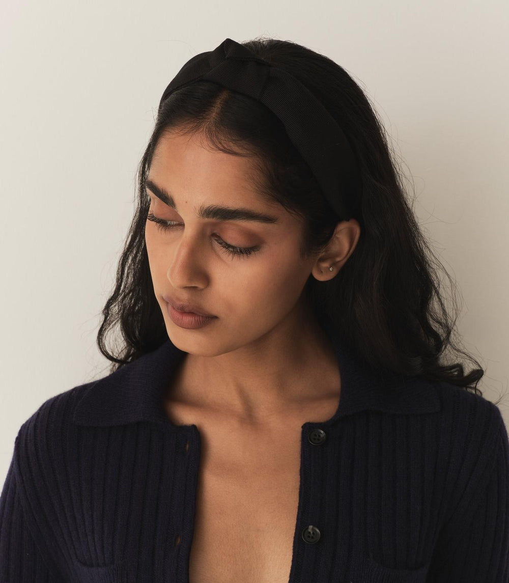 DÔEN Hair Accessories | Blanche Knotted Headband Black Grosgrain - Women