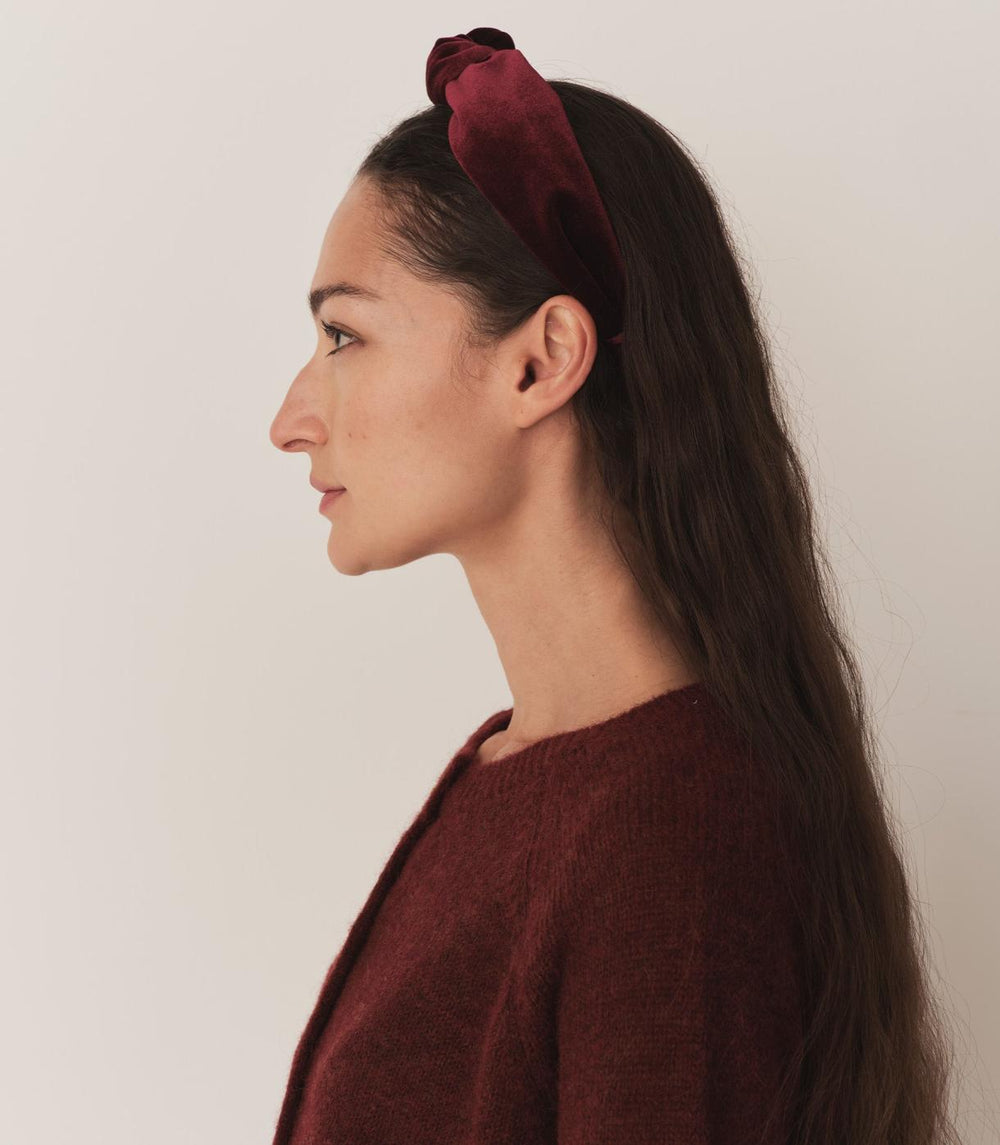 DÔEN Hair Accessories | Blanche Knotted Headband Burgundy Velvet - Women