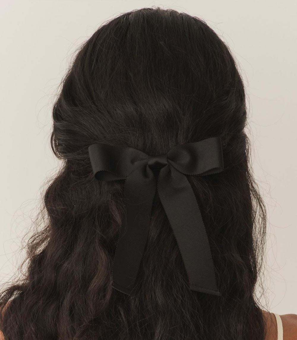 DÔEN Hair Accessories | Lala Bow Barrette Black Grosgrain - Women