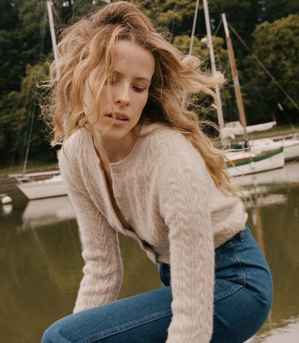 DÔEN Knitwear | Danaë Cable Cashmere Cardigan Cottage - Women