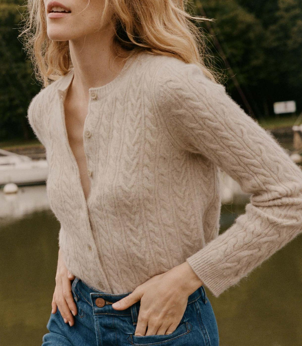 DÔEN Knitwear | Danaë Cable Cashmere Cardigan Cottage - Women
