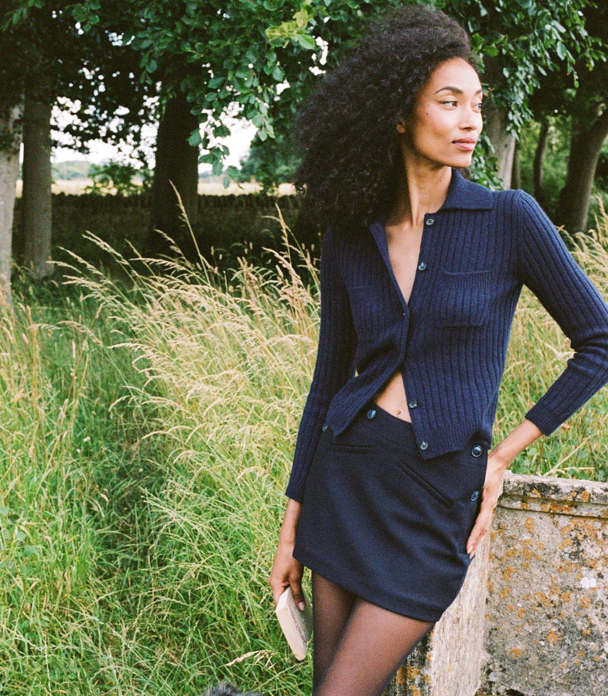 DÔEN Knitwear | Harrington Cardigan Navy - Women