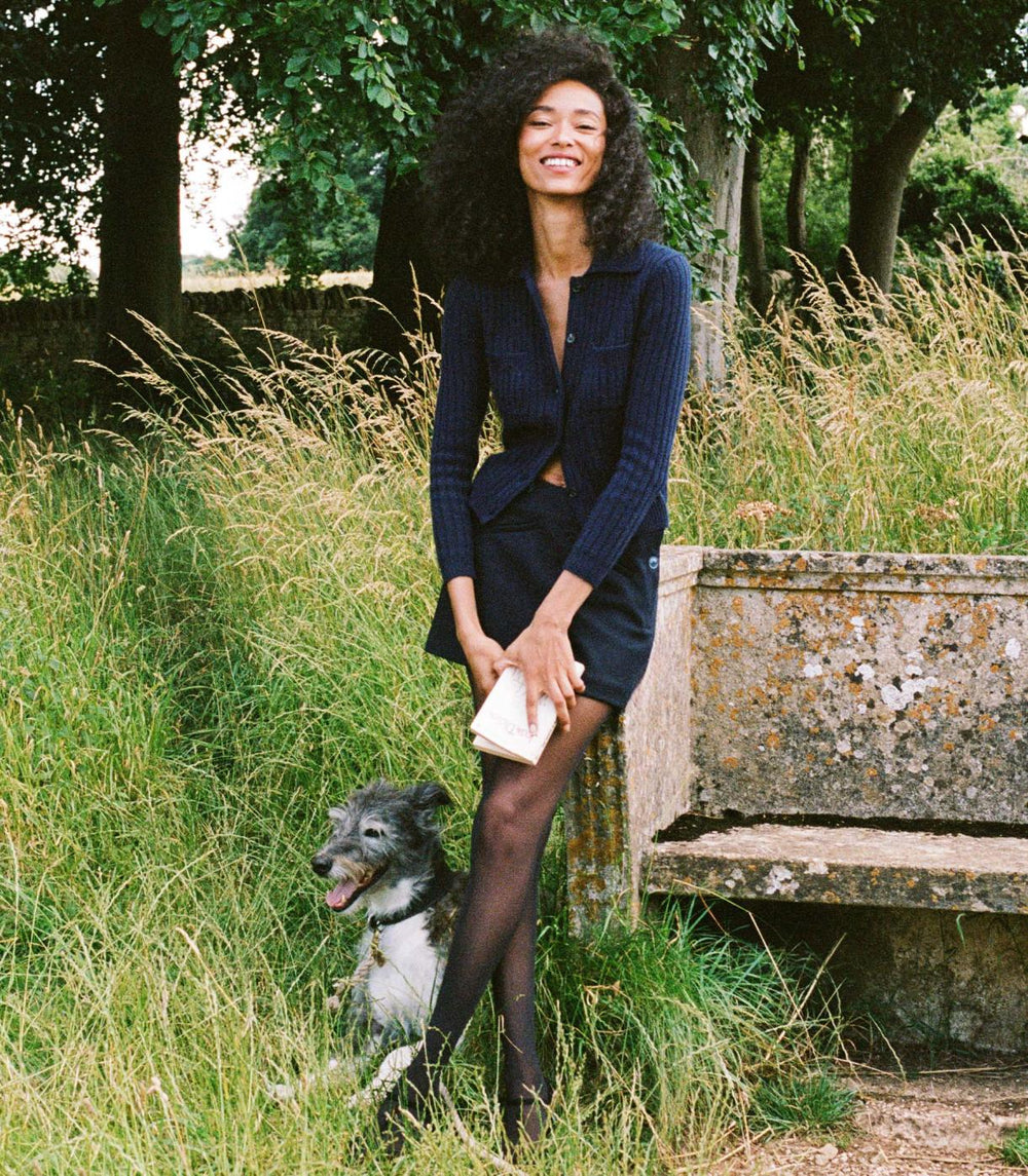 DÔEN Knitwear | Harrington Cardigan Navy - Women