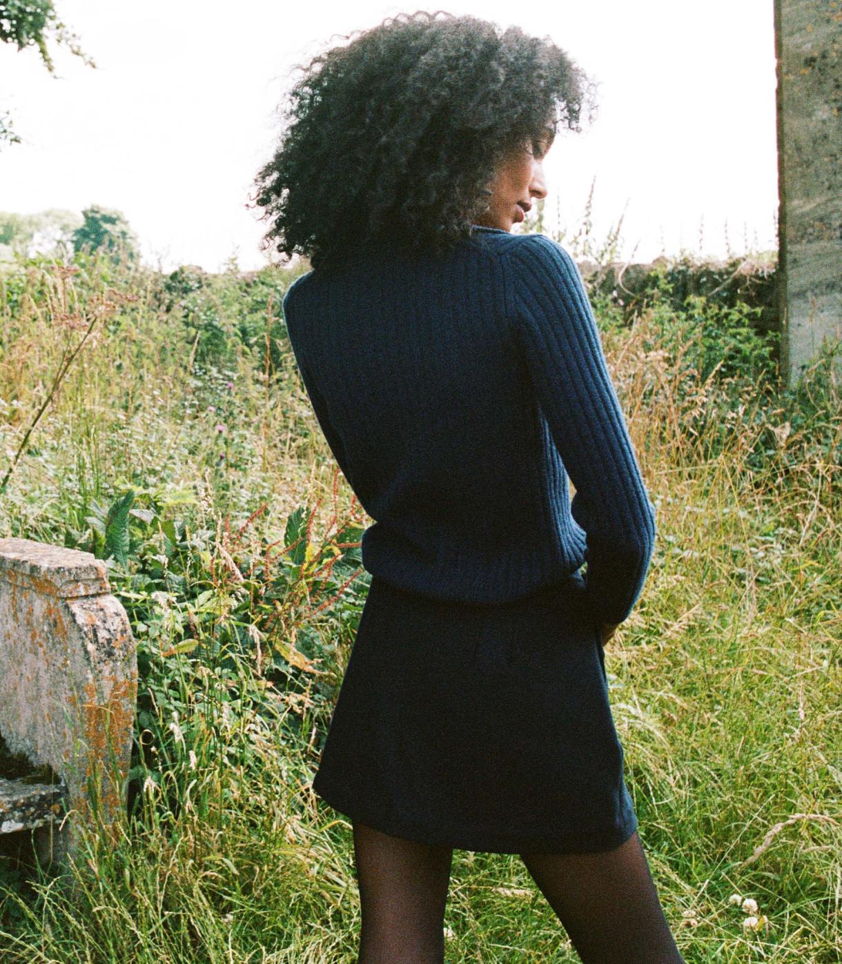 DÔEN Knitwear | Harrington Cardigan Navy - Women