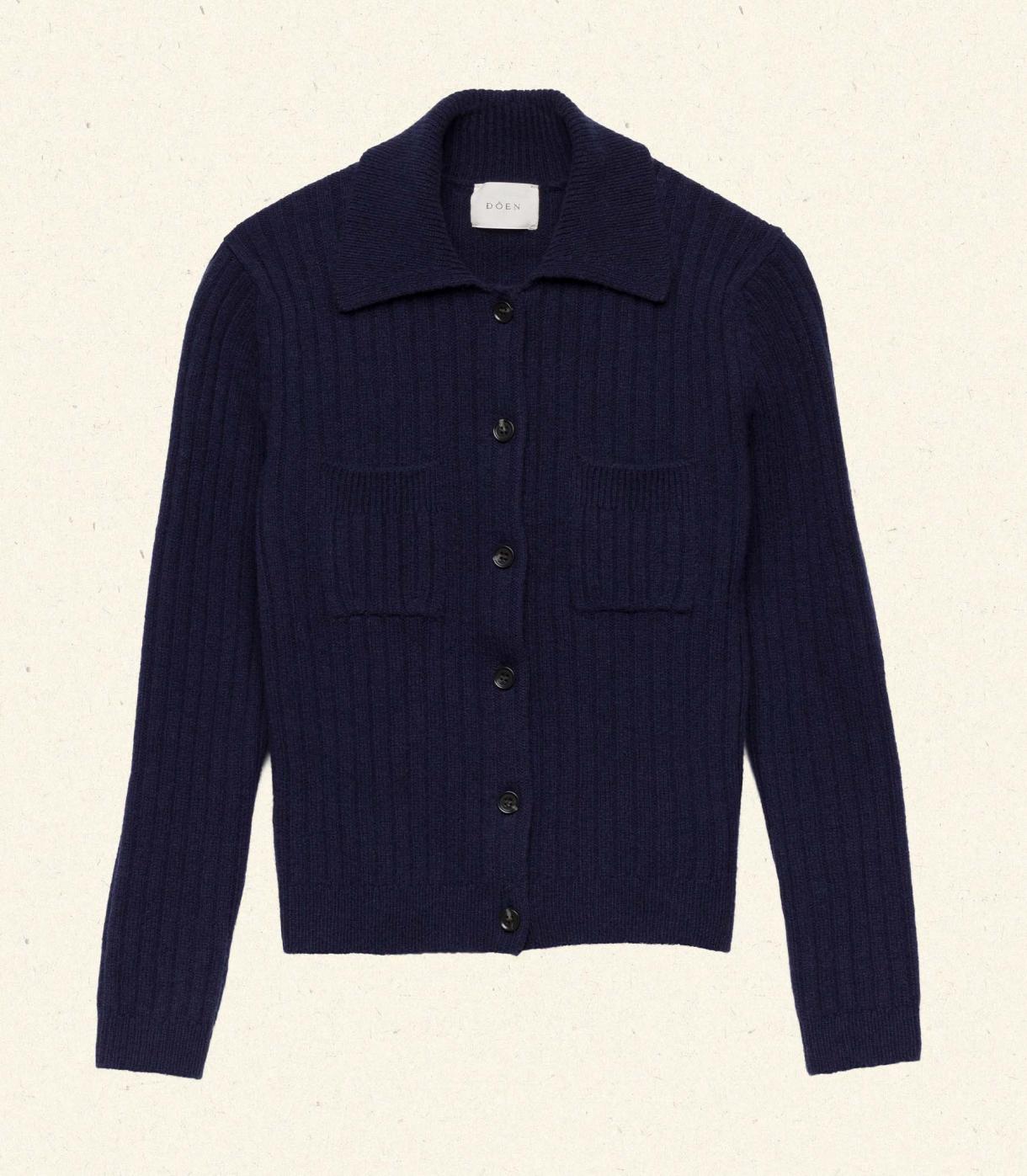 DÔEN Knitwear | Harrington Cardigan Navy - Women