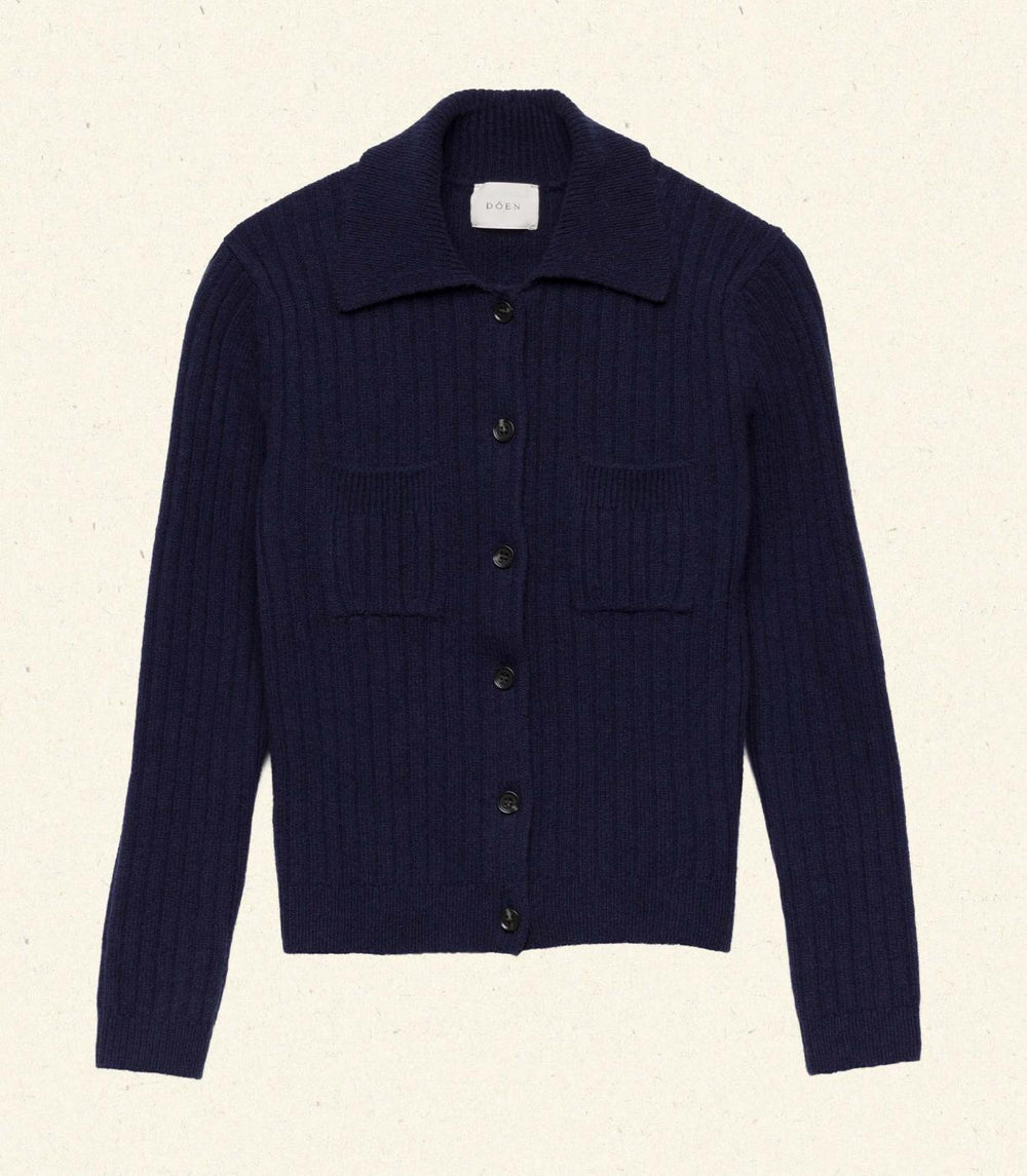 DÔEN Knitwear | Harrington Cardigan Navy - Women