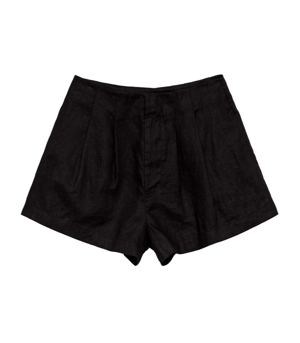 DÔEN Pants &amp; Shorts | Larue Linen Short Black - Women