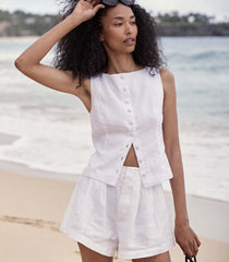 DÔEN Pants &amp; Shorts | Larue Linen Short Salt - Women