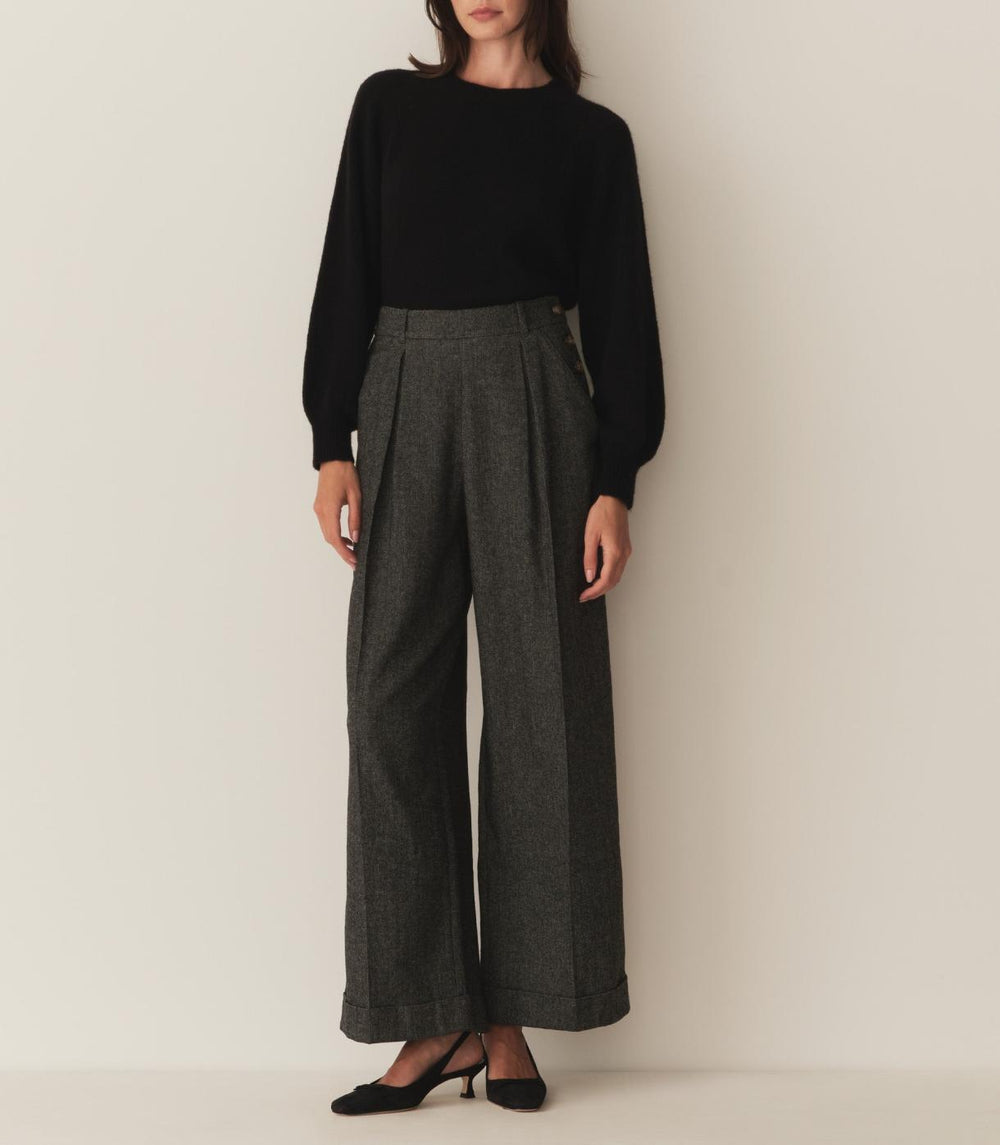 DÔEN Pants &amp; Shorts | Lawrence Pant Black Herringbone - Women